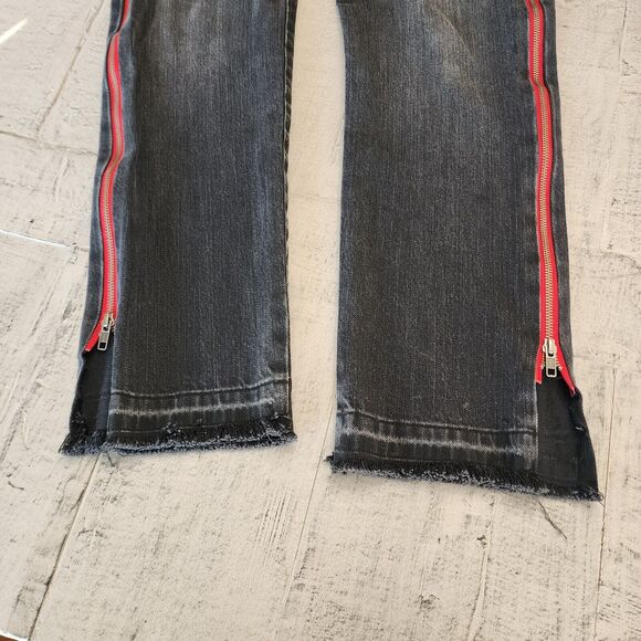 Revice Womens High Waisted Frayed Hems Red Side Zipper Flare 28x29 Size 28 - Picture 10 of 16